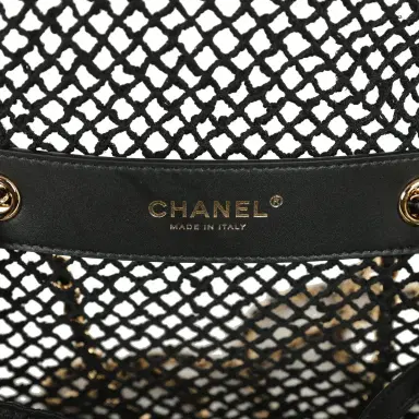 Chanel Chanel Small Coco Beach Crochet Flap Bag Black Mesh Gold Hardware | Thumbnail 9