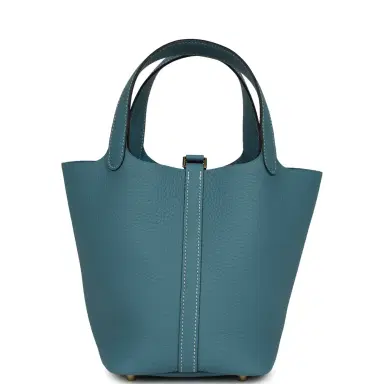 HERMÈS Hermes Picotin Lock 18 Blue Jean Clemence Gold Hardware | Thumbnail 4 HERMÈS Hermes Picotin Lock 18 Blue Jean Clemence Gold Hardware | Thumbnail 4