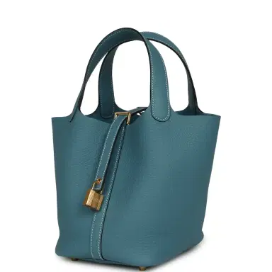 HERMÈS Hermes Picotin Lock 18 Blue Jean Clemence Gold Hardware | Thumbnail 5 HERMÈS Hermes Picotin Lock 18 Blue Jean Clemence Gold Hardware | Thumbnail 5