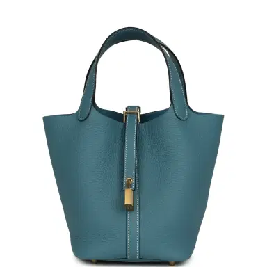 HERMÈS Hermes Picotin Lock 18 Blue Jean Clemence Gold Hardware | Thumbnail 1 HERMÈS Hermes Picotin Lock 18 Blue Jean Clemence Gold Hardware | Thumbnail 1