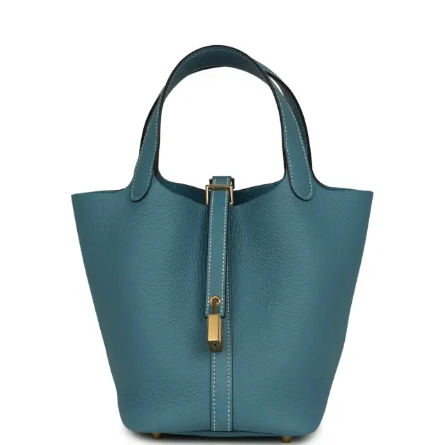 hermes Hermes Picotin Lock 18 Blue Jean Clemence Gold Hardware