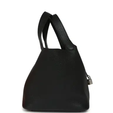 HERMÈS Hermes Picotin Lock 22 Black Clemence Palladium Hardware | Thumbnail 3 HERMÈS Hermes Picotin Lock 22 Black Clemence Palladium Hardware | Thumbnail 3