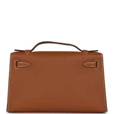 HERMÈS Hermes Special Order (HSS) Kelly Pochette Gold Verso Swift Permabrass Hardware | Thumbnail 4