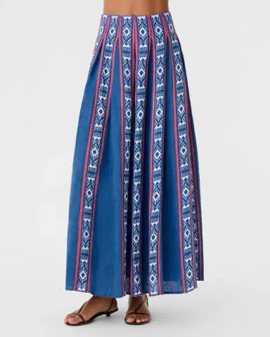 Emporio Sirenuse Aurelia Skirt in Blue Horizon Print | Thumbnail 3 Emporio Sirenuse Aurelia Skirt in Blue Horizon Print | Thumbnail 3