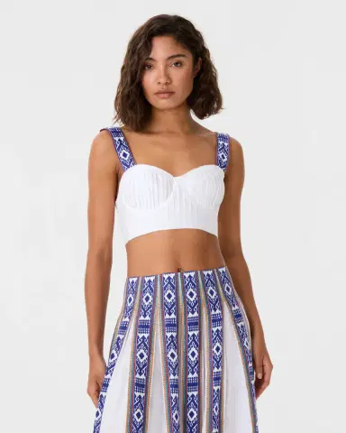 Emporio Sirenuse Dalia Top in Blue Horizon Print | Thumbnail 2 Emporio Sirenuse Dalia Top in Blue Horizon Print | Thumbnail 2