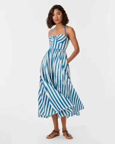 Emporio Sirenuse Johanna Dress in Ikat Stripes | Thumbnail 2 Emporio Sirenuse Johanna Dress in Ikat Stripes | Thumbnail 2