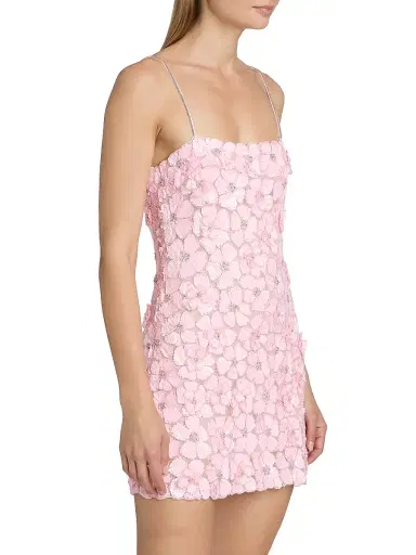 LoveShackFancy Women's Aleria Floral-Sequin A-Line Minidress - Pink - Size 10 | Thumbnail 4 LoveShackFancy Women's Aleria Floral-Sequin A-Line Minidress - Pink - Size 10 | Thumbnail 4