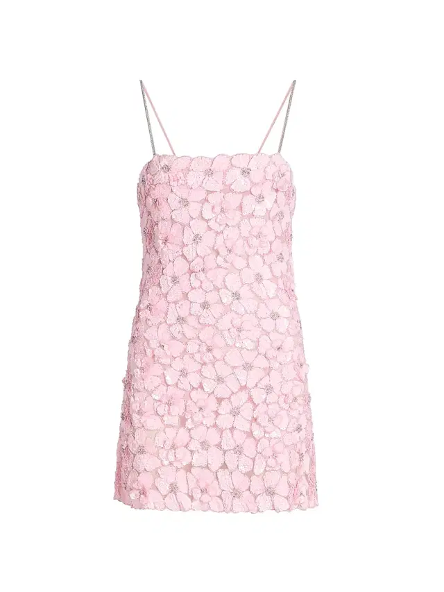 Women's Aleria Floral-Sequin A-Line Minidress - Pink