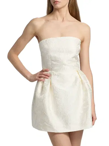 Ramy Brook Women's Ever Floral Jacquard Minidress - Ivory Jacquard - Size 12 | Thumbnail 3