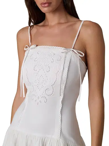 Joe's Jeans Women's x WeWoreWhat Destynee Eyelet Drop-Waist Minidress - White | Thumbnail 6 Joe's Jeans Women's x WeWoreWhat Destynee Eyelet Drop-Waist Minidress - White | Thumbnail 6