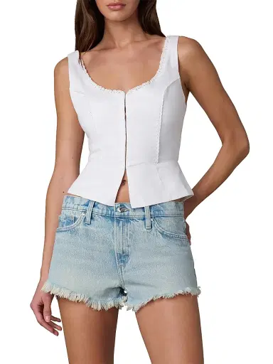 Joe's Jeans Women's x WeWoreWhat Femme Eyelet Cotton Corset Top - White | Thumbnail 3