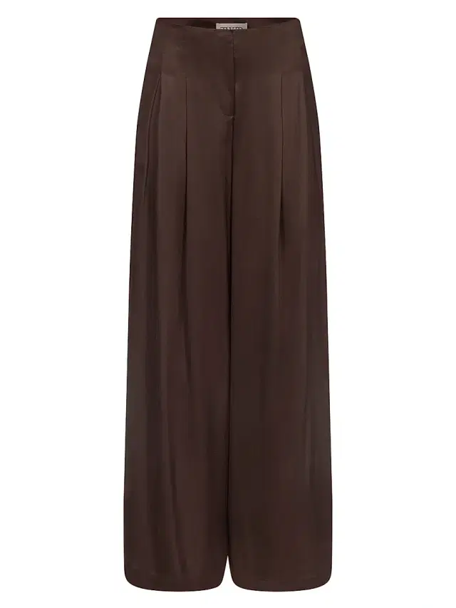 Women's Drew Pleated Silk-Blend Wide-Leg Pants - Delicioso