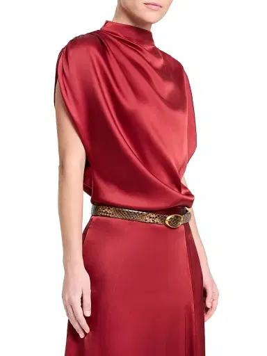 TWP Women's Wish You Would Draped Silk-Blend Top - Currant - Size Large | Thumbnail 4 TWP Women's Wish You Would Draped Silk-Blend Top - Currant - Size Large | Thumbnail 4