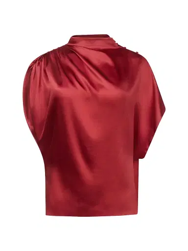 TWP Women's Wish You Would Draped Silk-Blend Top - Currant - Size Large | Thumbnail 1 TWP Women's Wish You Would Draped Silk-Blend Top - Currant - Size Large | Thumbnail 1