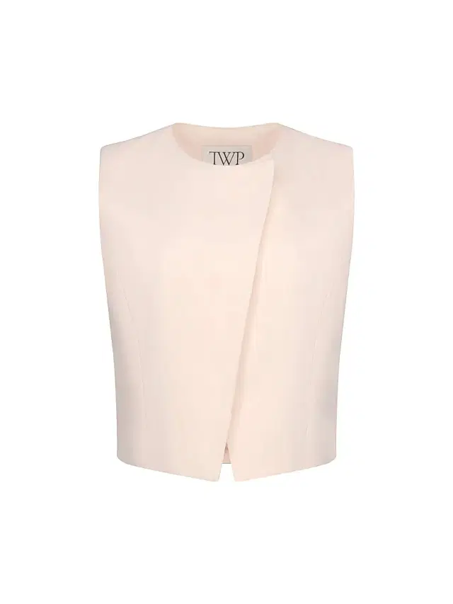 TWP Women's Jewel Neck Asymmetric Placket Vest - Creme De Peche