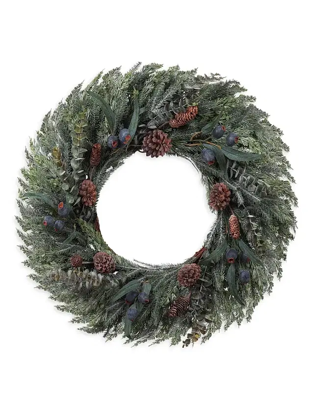 Winward Home Holiday Newness Faux Mixed Eucalyptus Cedar Pine Wreath