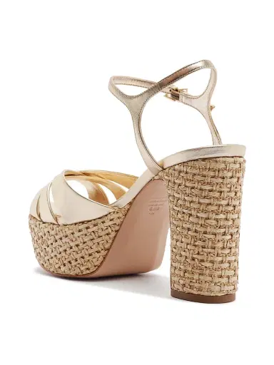 Schutz Women's Keefa 105MM Raffia Block-Heel Sandals - Platinum | Thumbnail 3 Schutz Women's Keefa 105MM Raffia Block-Heel Sandals - Platinum | Thumbnail 3