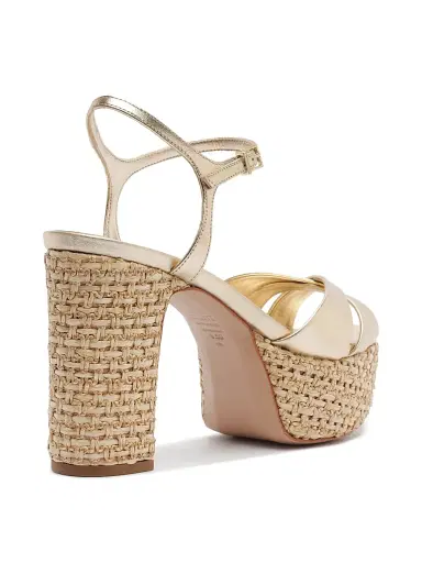 Schutz Women's Keefa 105MM Raffia Block-Heel Sandals - Platinum | Thumbnail 4 Schutz Women's Keefa 105MM Raffia Block-Heel Sandals - Platinum | Thumbnail 4