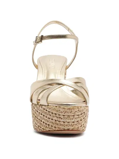 Schutz Women's Keefa 105MM Raffia Block-Heel Sandals - Platinum | Thumbnail 5 Schutz Women's Keefa 105MM Raffia Block-Heel Sandals - Platinum | Thumbnail 5