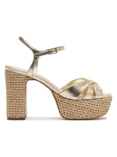 Schutz Women's Keefa 105MM Raffia Block-Heel Sandals - Platinum | Thumbnail 1 Schutz Women's Keefa 105MM Raffia Block-Heel Sandals - Platinum | Thumbnail 1