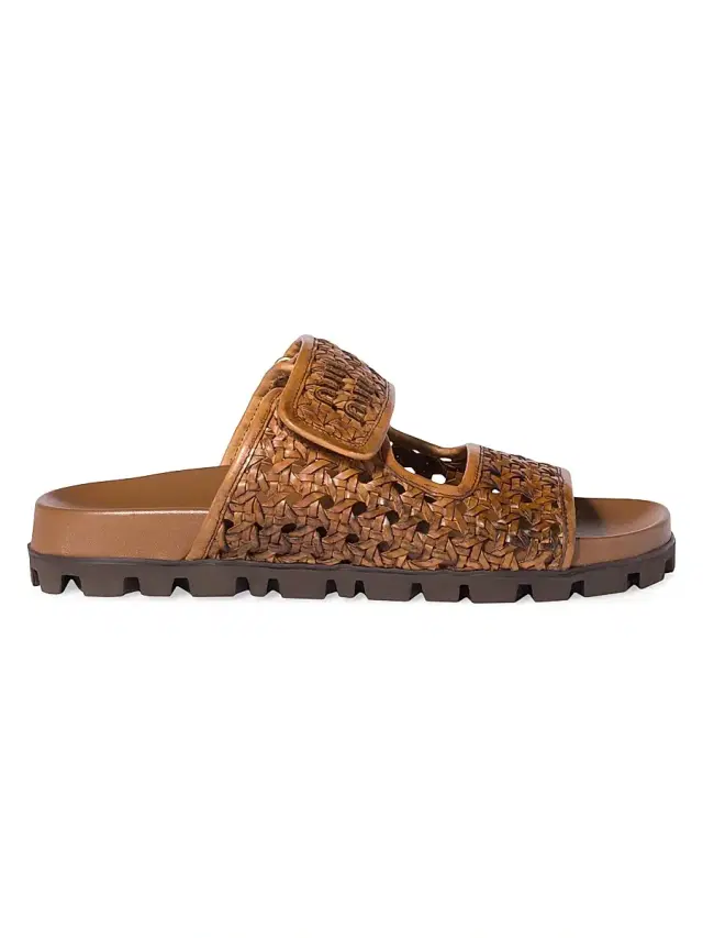 Women's Woven Leather Sandals - Brown