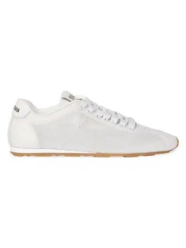 Miu Miu Women's Plume Mesh Fabric Sneakers - White - Size 11.5 | Thumbnail 1