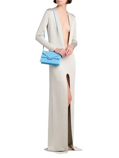 Tom Ford Women's V-Neck Slit Maxi-Dress - Tcp Platino - Size Medium | Thumbnail 2