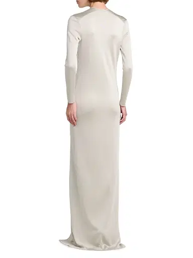 Tom Ford Women's V-Neck Slit Maxi-Dress - Tcp Platino - Size Medium | Thumbnail 5