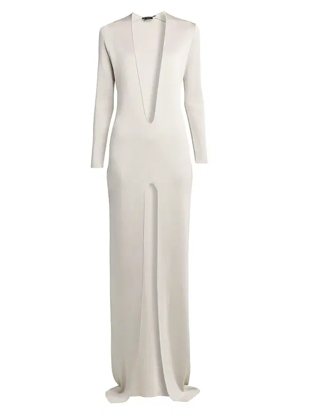 TOM FORD Women's V-Neck Slit Maxi-Dress - Tcp Platino