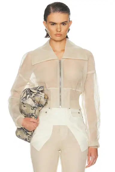 Rick Owens Dracucollar Cropped Bomber Jacket | Thumbnail 1