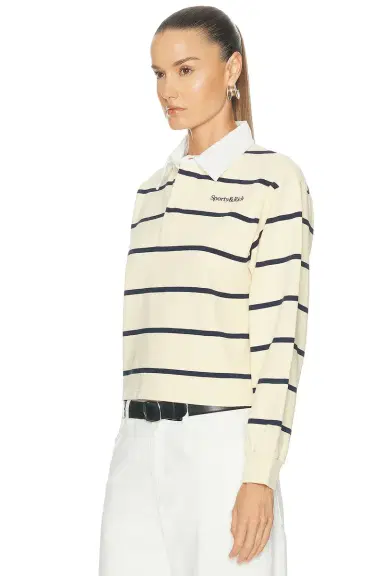Sporty & Rich Serif Logo Rugby Polo Sweatshirt | Thumbnail 2 Sporty & Rich Serif Logo Rugby Polo Sweatshirt | Thumbnail 2