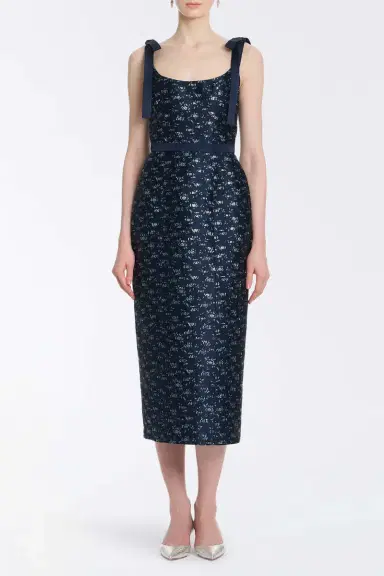Markarian Acacia Navy Floral Brocade Corset Midi Dress | Thumbnail 3 Markarian Acacia Navy Floral Brocade Corset Midi Dress | Thumbnail 3