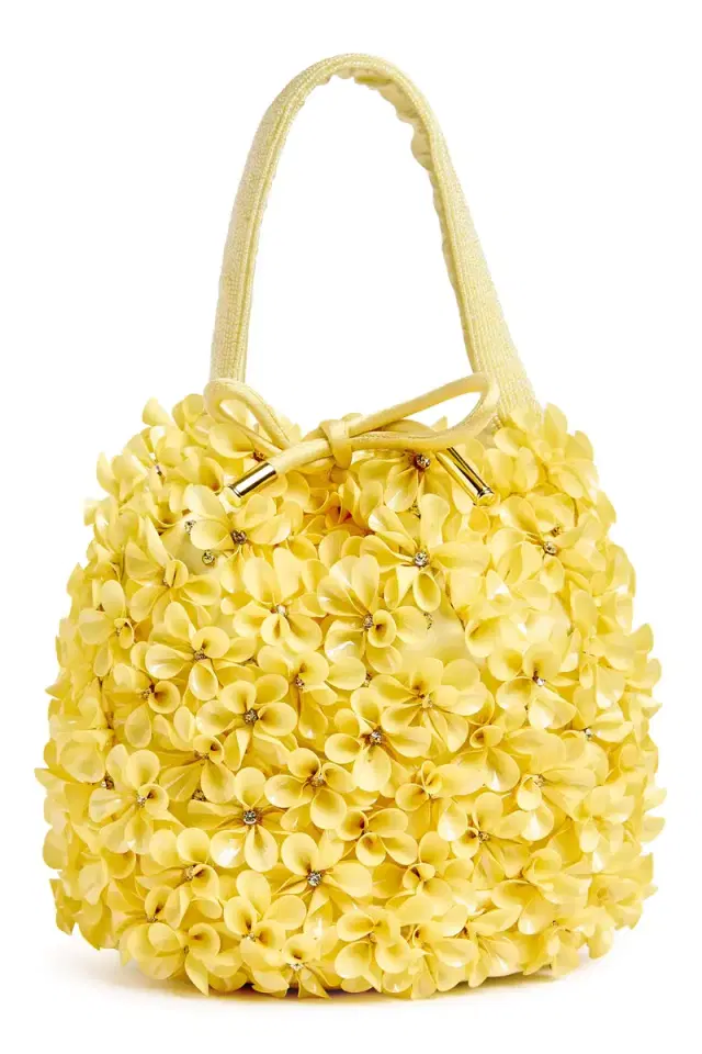 Markarian Bella Yellow Crystal Floral Bucket Bag