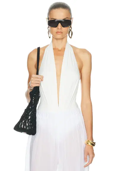 The Andamane Zendaya Sleeveless Deep V-Neck Bodysuit | Thumbnail 1