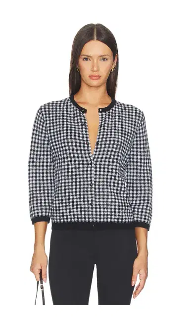 Vince Gingham 3/4 Sleeve Cardi | Thumbnail 1 Vince Gingham 3/4 Sleeve Cardi | Thumbnail 1