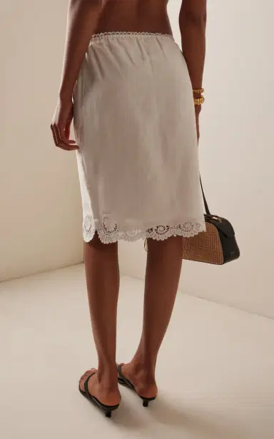 Posse Darya Lace-Trimmed Linen-Cotton Midi Skirt | Thumbnail 4 Posse Darya Lace-Trimmed Linen-Cotton Midi Skirt | Thumbnail 4