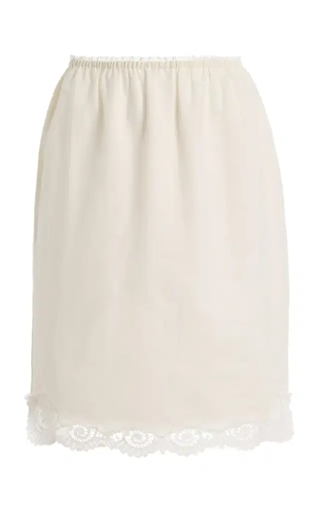 Posse Darya Lace-Trimmed Linen-Cotton Midi Skirt