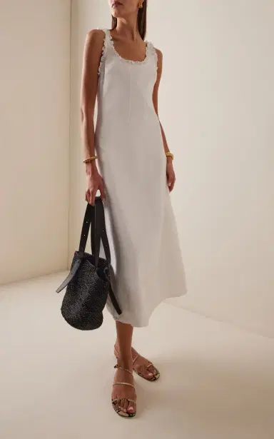 Posse Florence Ruffled Linen Midi Dress | Thumbnail 2