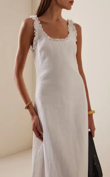 Posse Florence Ruffled Linen Midi Dress | Thumbnail 3