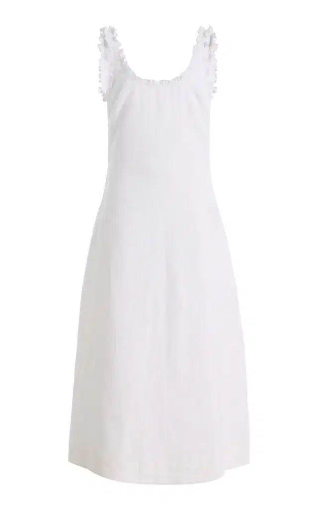 Posse Florence Ruffled Linen Midi Dress