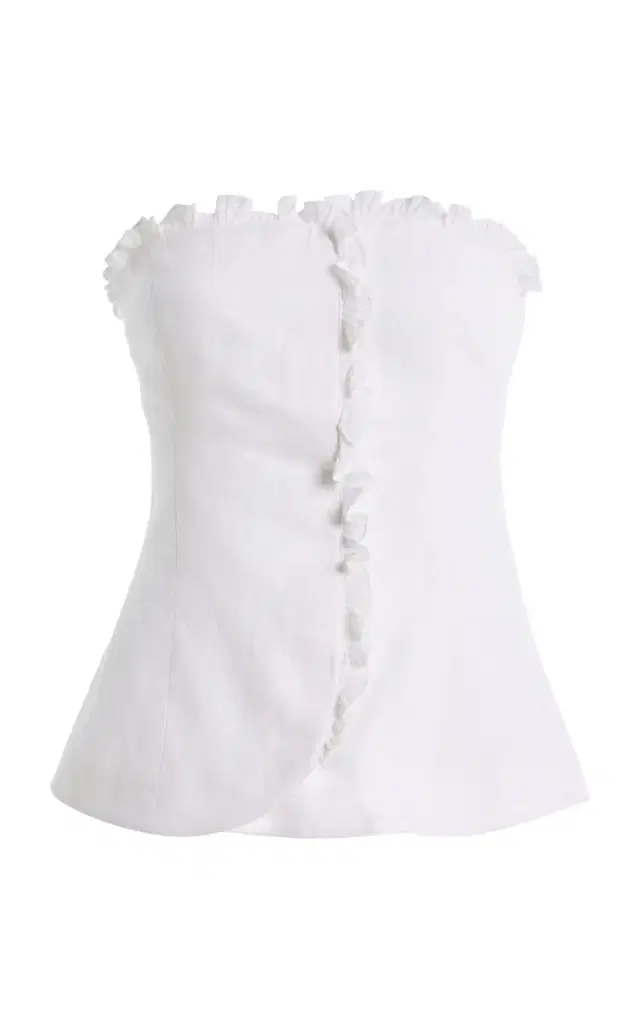 Posse Florence Strapless Ruffled Linen Top