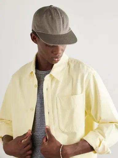 Beams Plus Leather-Trimmed Herringbone Cotton Cap - sage green | Thumbnail 2 Beams Plus Leather-Trimmed Herringbone Cotton Cap - sage green | Thumbnail 2