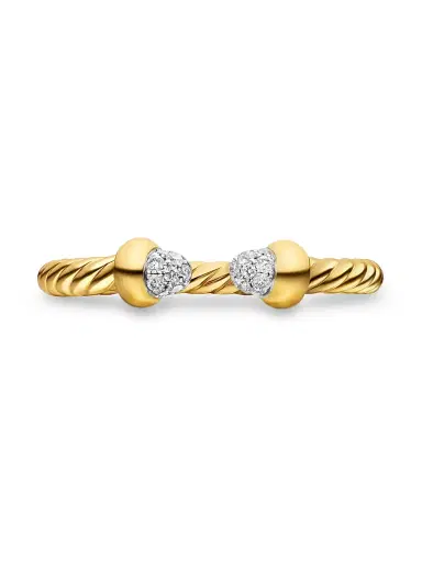David Yurman Women's Micro Cablespira Flex Open Ring in 18K Yellow Gold - Diamond | Thumbnail 3