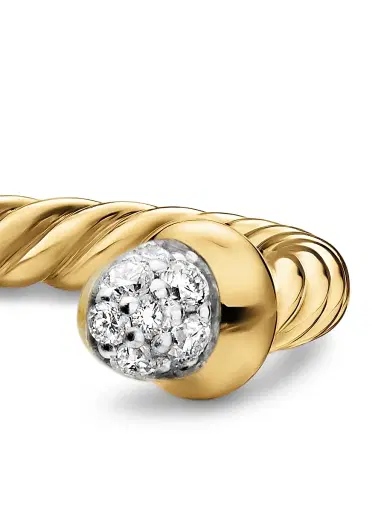 David Yurman Women's Micro Cablespira Flex Open Ring in 18K Yellow Gold - Diamond | Thumbnail 4