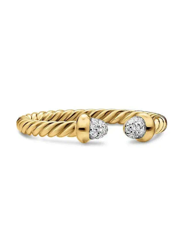 Women's Micro Cablespira Flex Open Ring in 18K Yellow Gold - Diamond