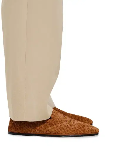 Bottega Veneta Men's Palazzo Intrecciato Suede Slippers - Tannin - Size 13 | Thumbnail 2