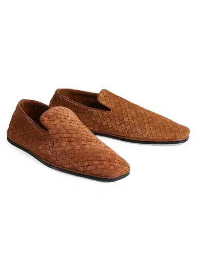 Bottega Veneta Men's Palazzo Intrecciato Suede Slippers - Tannin - Size 13 | Thumbnail 3