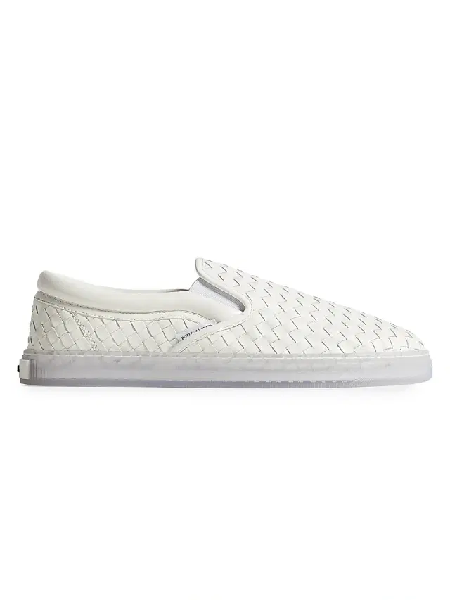 Bottega Veneta Men's Serena Intrecciato Leather Slip-On Sneakers - Alabaster