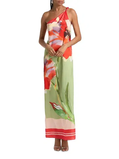 Misa Los Angeles Women's Dounia Floral One-Shoulder Maxi Dress - Scarf Flora - Size Medium | Thumbnail 2