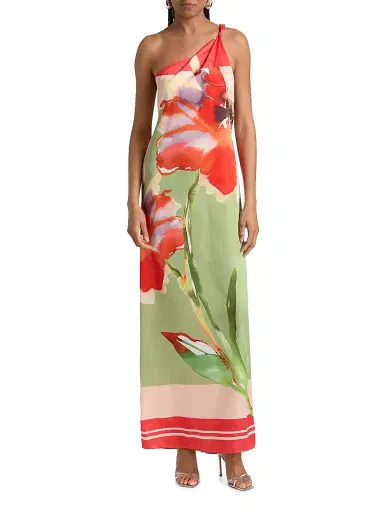Misa Los Angeles Women's Dounia Floral One-Shoulder Maxi Dress - Scarf Flora - Size Medium | Thumbnail 3